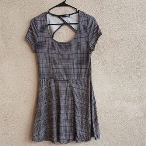 Make Offer Rebel Sugar Gray and Black Fit and Flare Mini Dress Scoop Neck